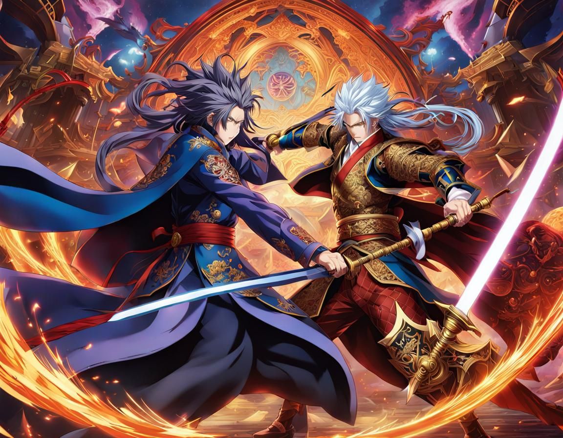 Epic Anime Villain Battle in Vivid Colors