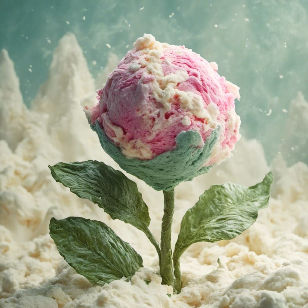 Elegant Floral Stem with Ice Cream Theme