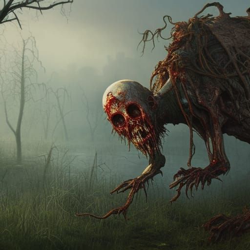 rotting zombie in marsh