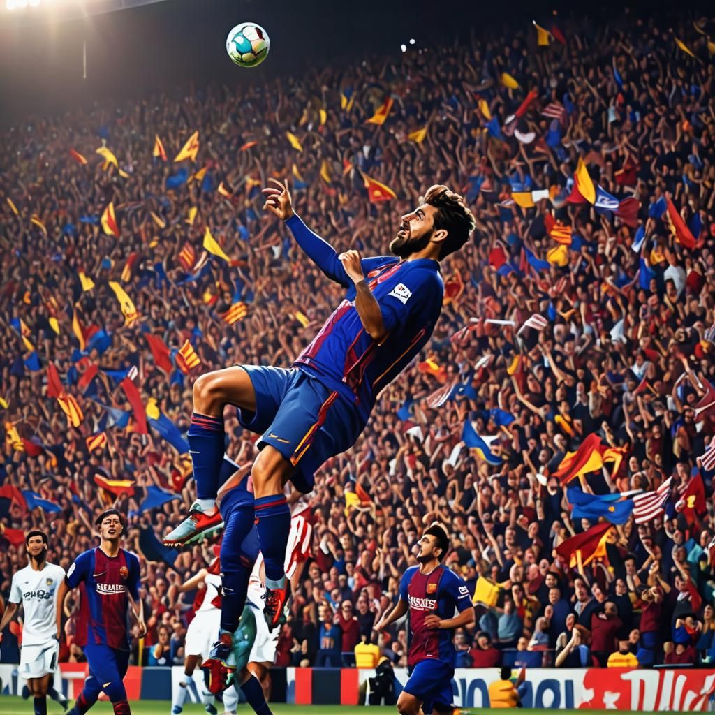 Barcelona Goal: A Dynamic Sports Art Image