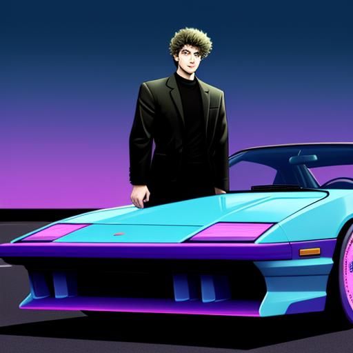 vaporwave Knight Rider car