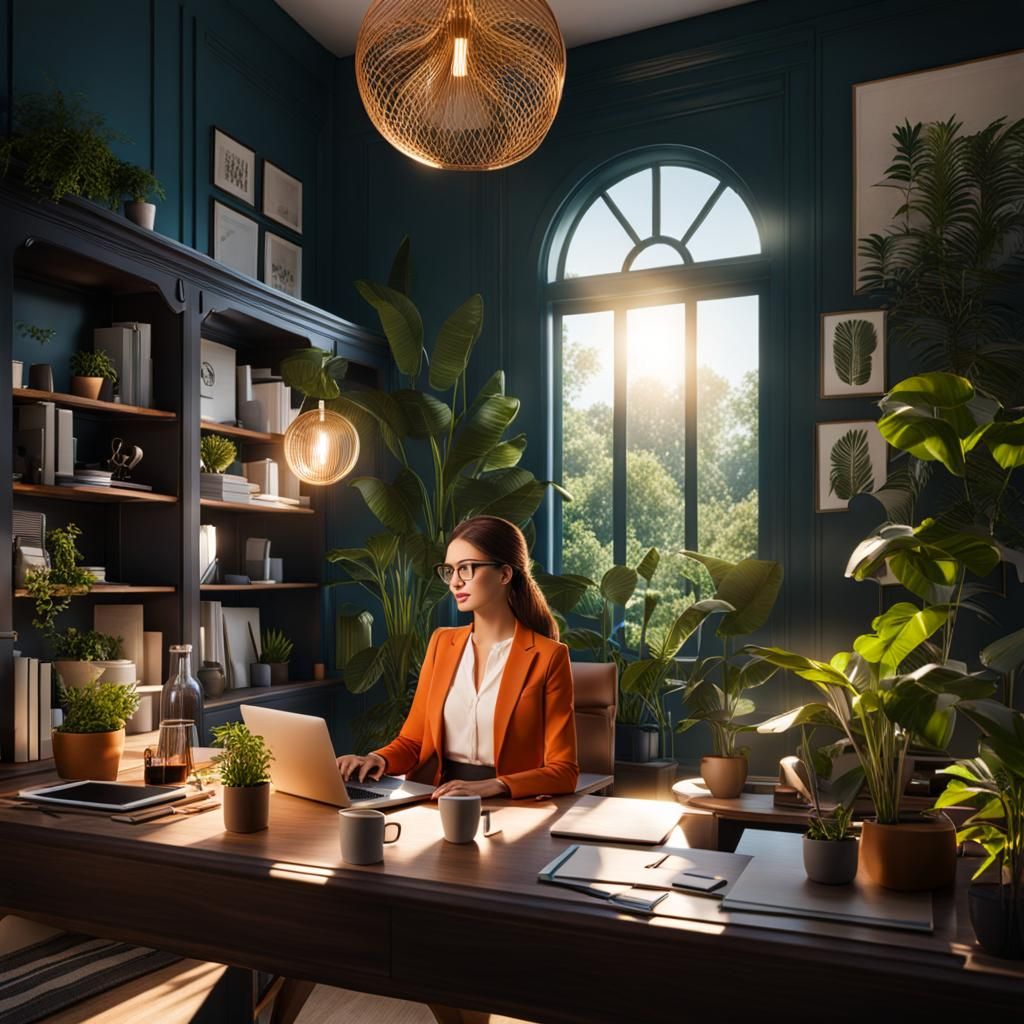 image for a female virtual assistant business showing them h...