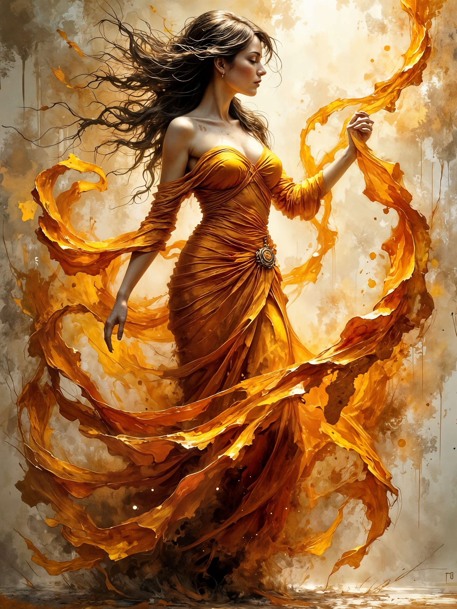 Ember Veil – The Woman in Painterly Motion