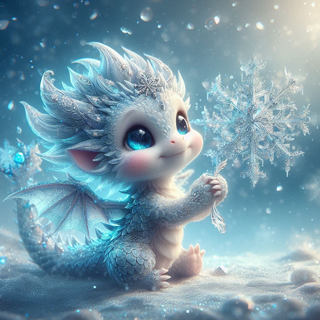 Cute baby snow dragon