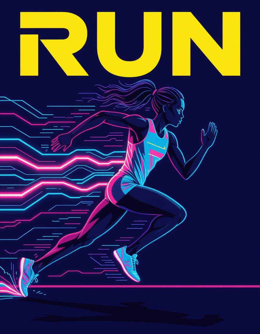 Retro Tech Run Poster  by @Kazzok