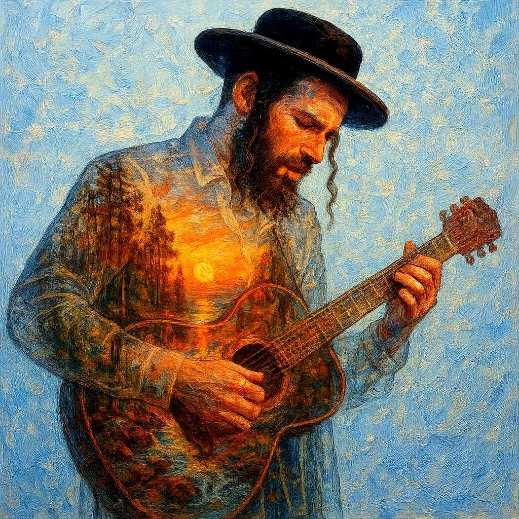 חסיד מנגן בגיטרה- חשיפה כפולה