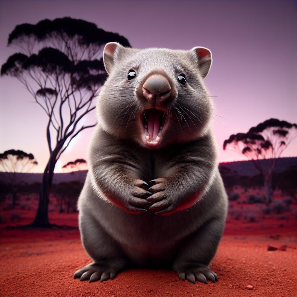 A wombat telling a hilarious joke