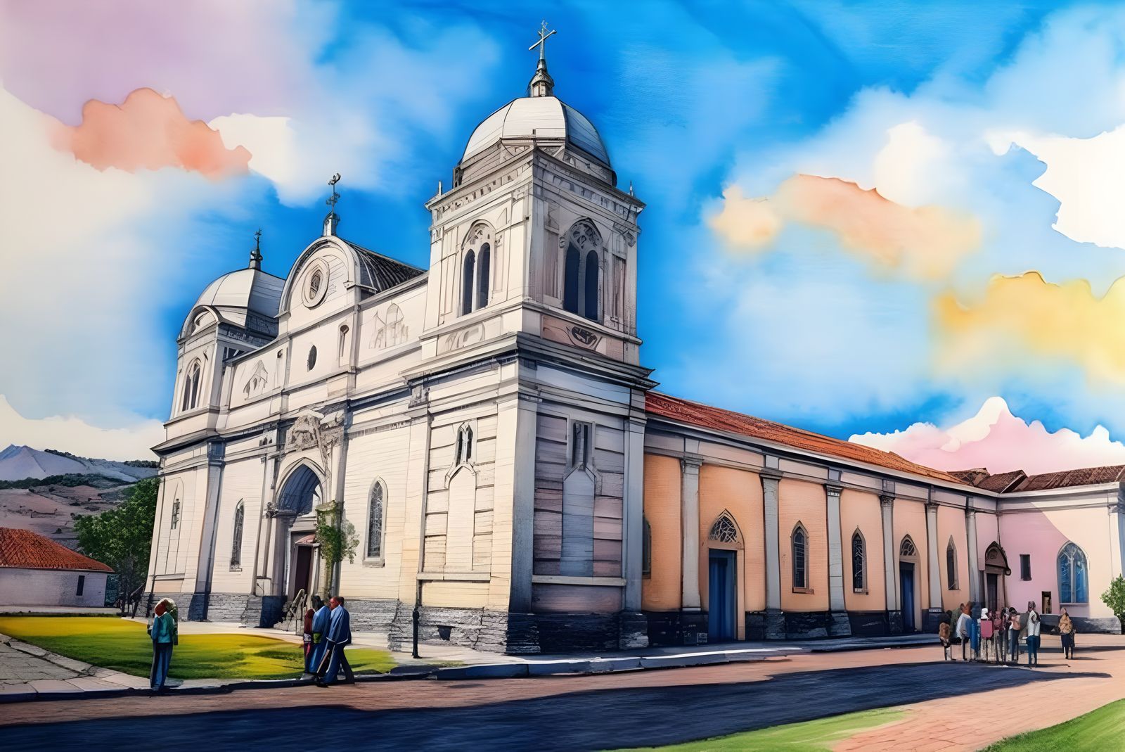 color pencil Central America towns