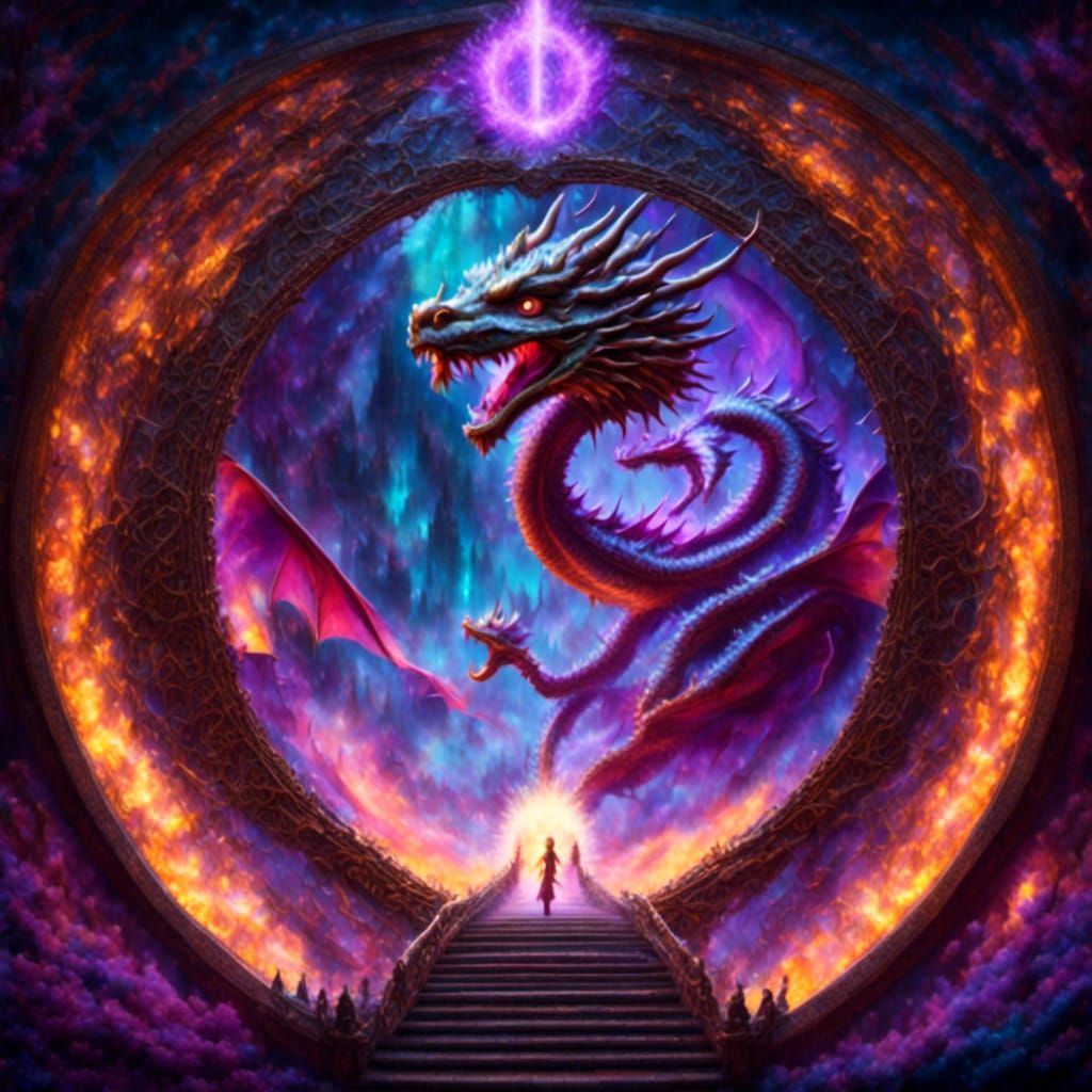 Dragon Emerges from Magical Fairy Portal