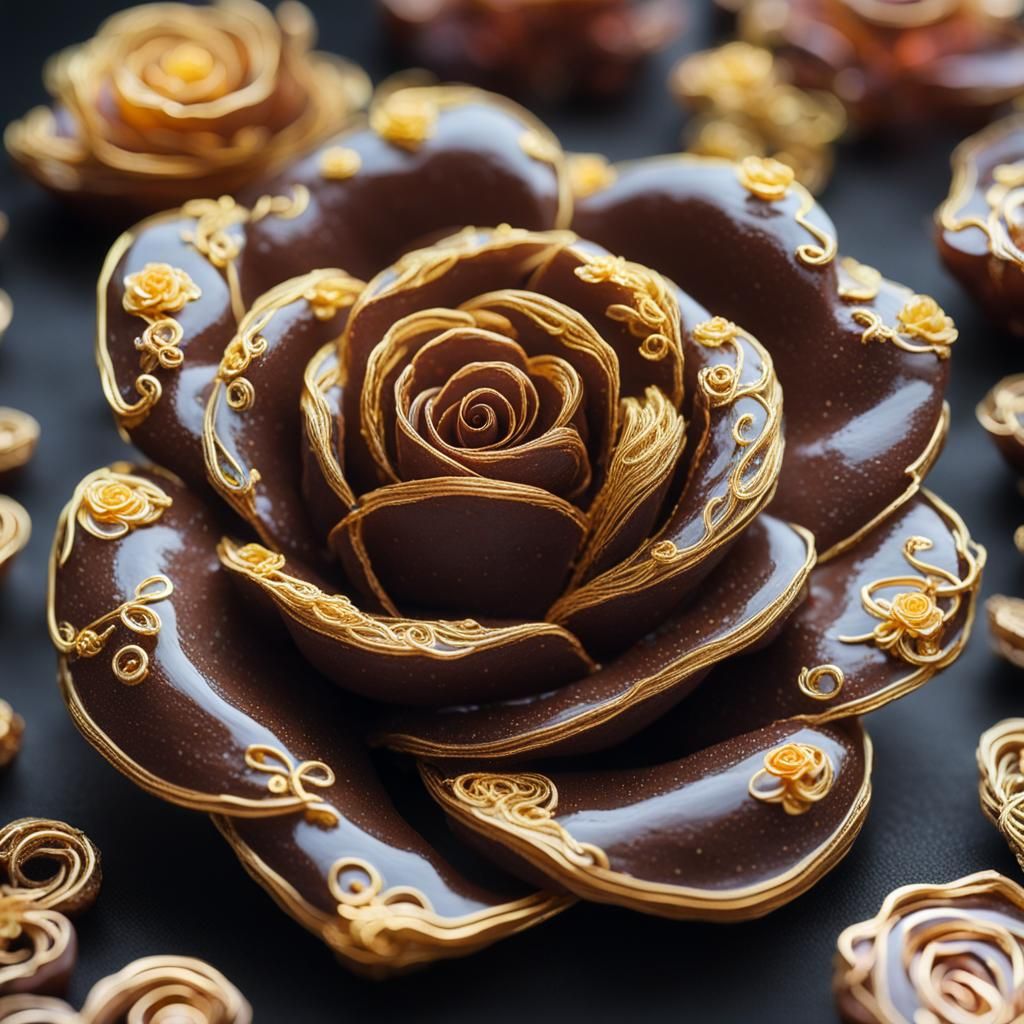 a rose made of chocolate  by @imagines_ai