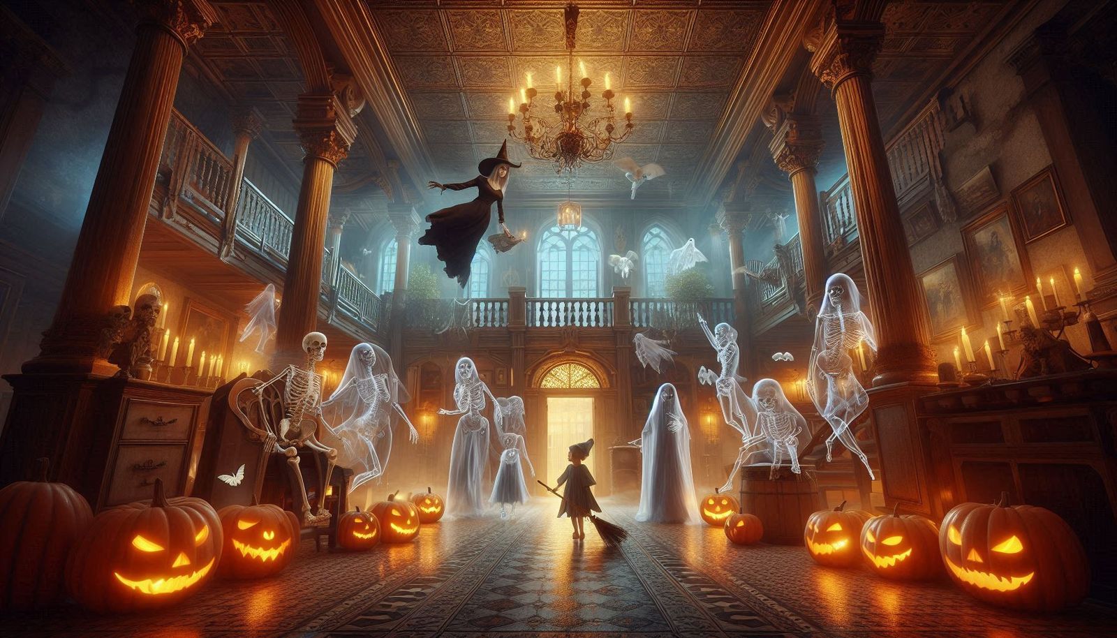 Halloween in the haunted house