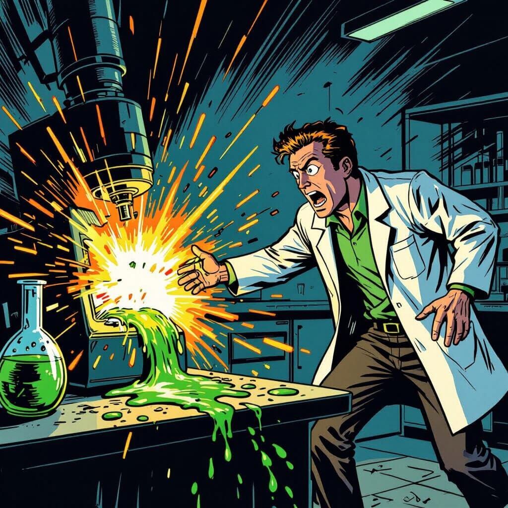 Scientist's Lab Accident Creates Explosive Chaos