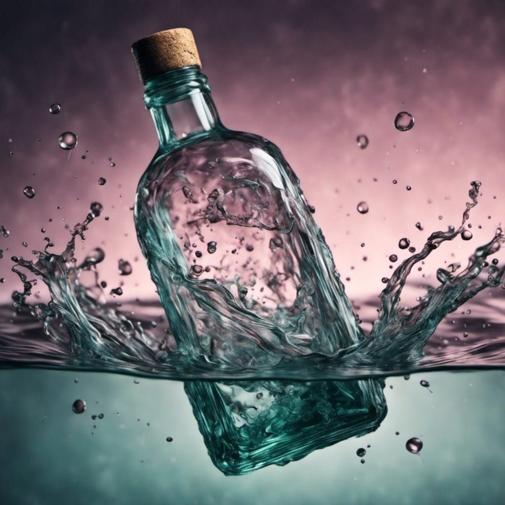 Bottle floating on water <lora:Mnemcore:1.0>
