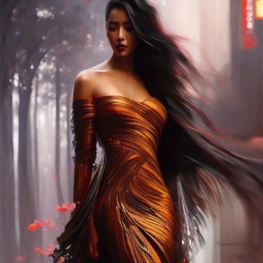 Gold dress.