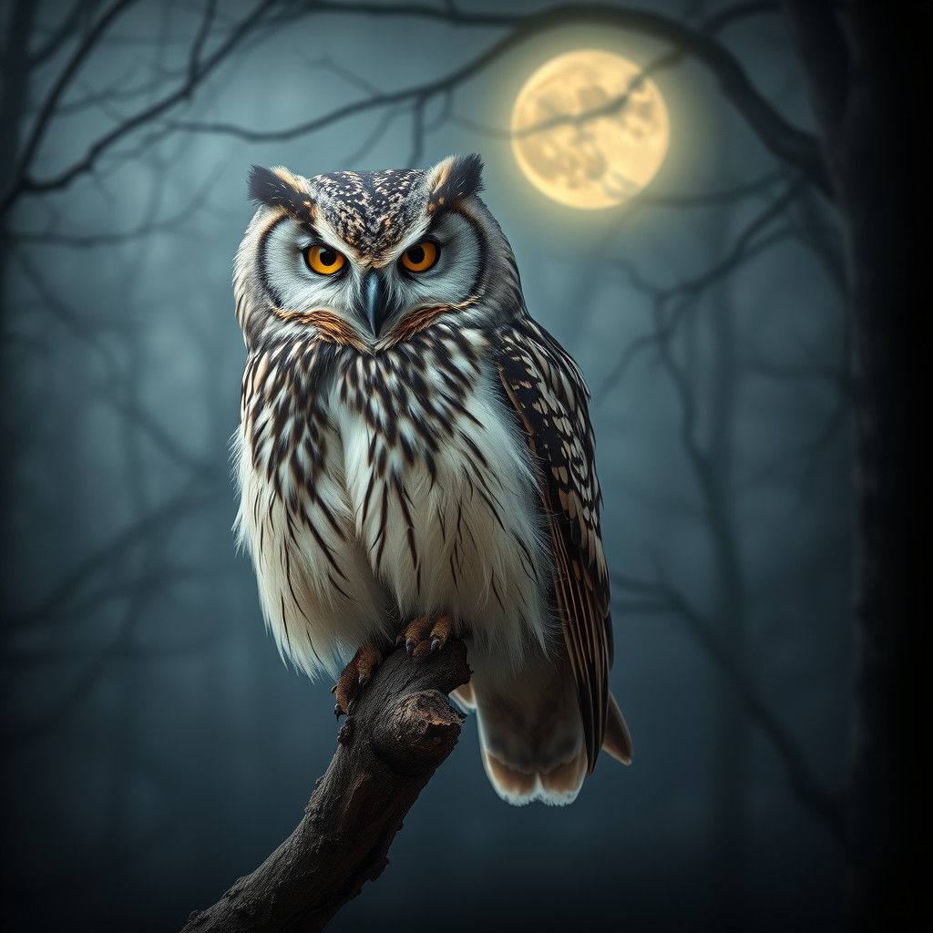 Owl at night.  by @Birdie
