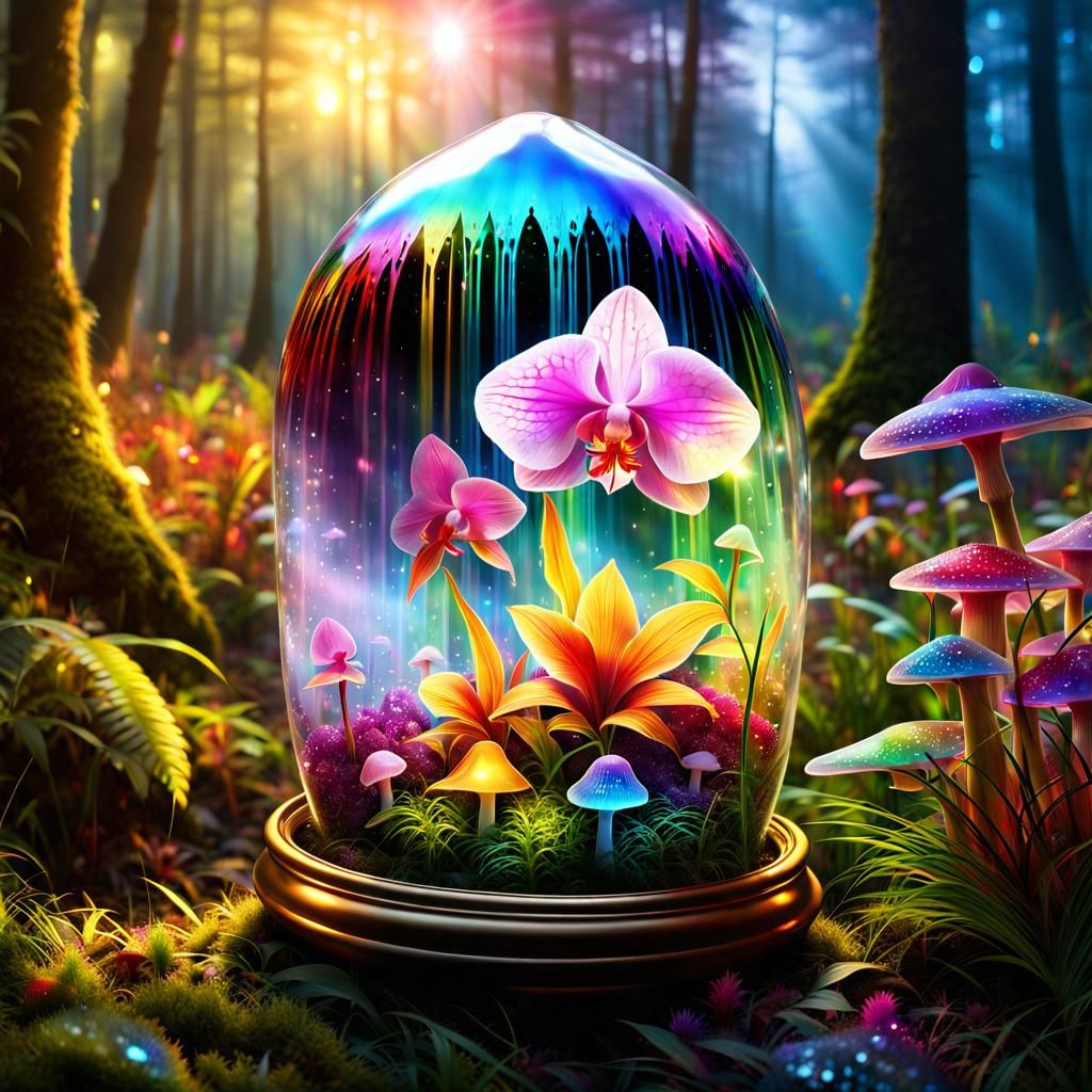 Orchid in cloche AI Generated Artwork NightCafe Creator
