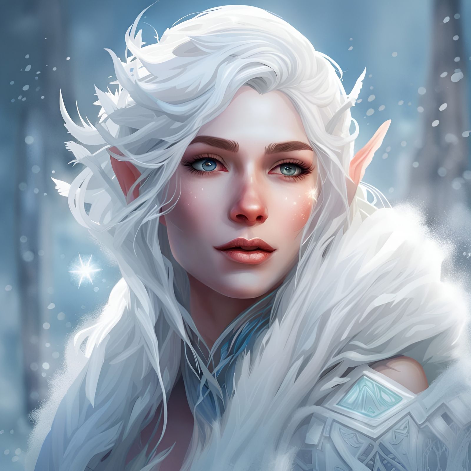 Frost Elf Snowy Portrait - AI Generated Artwork - NightCafe Creator