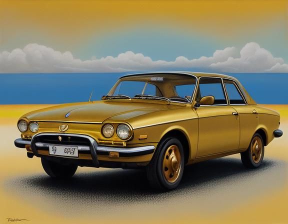 Surreal Melting Car in Dreamlike Oil Painting Style