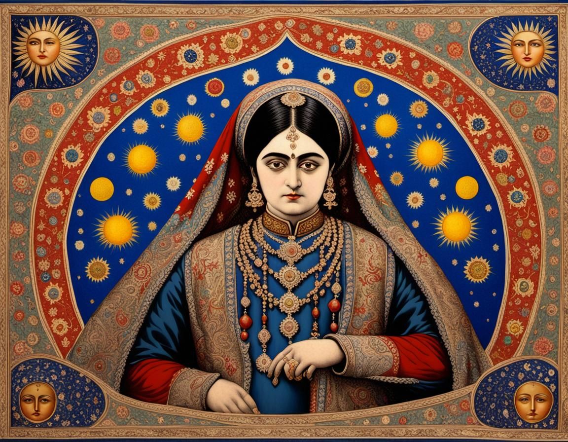 Lord Moon & Lady Sun color corrected qajar art - AI Generated Artwork ...