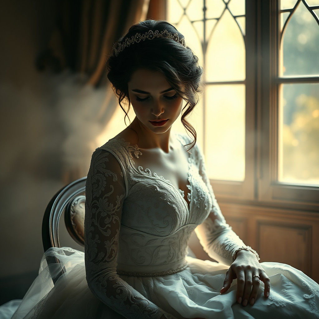 Melancholic Bride in Art Nouveau Style