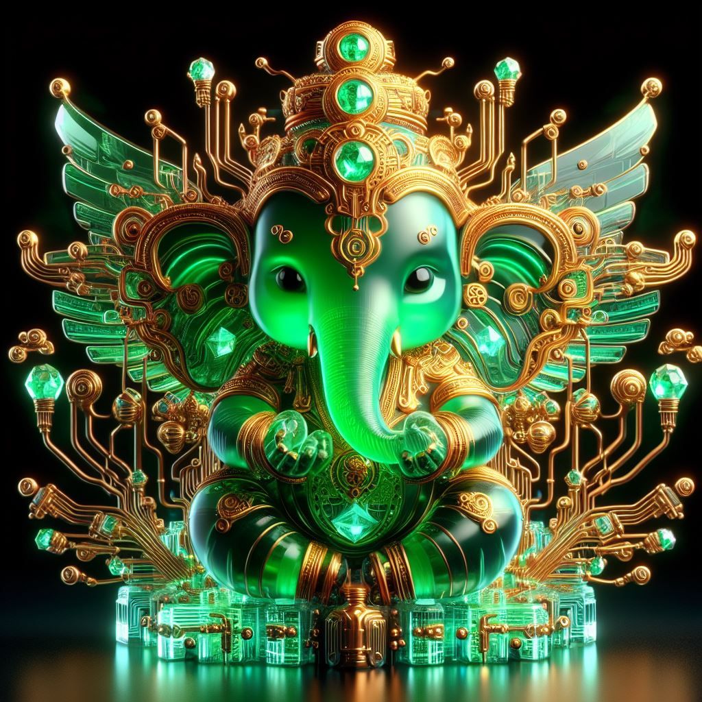 Green glowing circuit ganesh