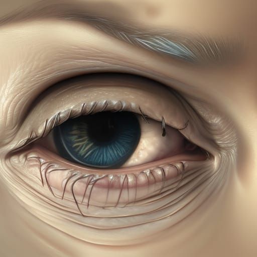 two identical hyper-realistic, anatomically correct, tear fi...