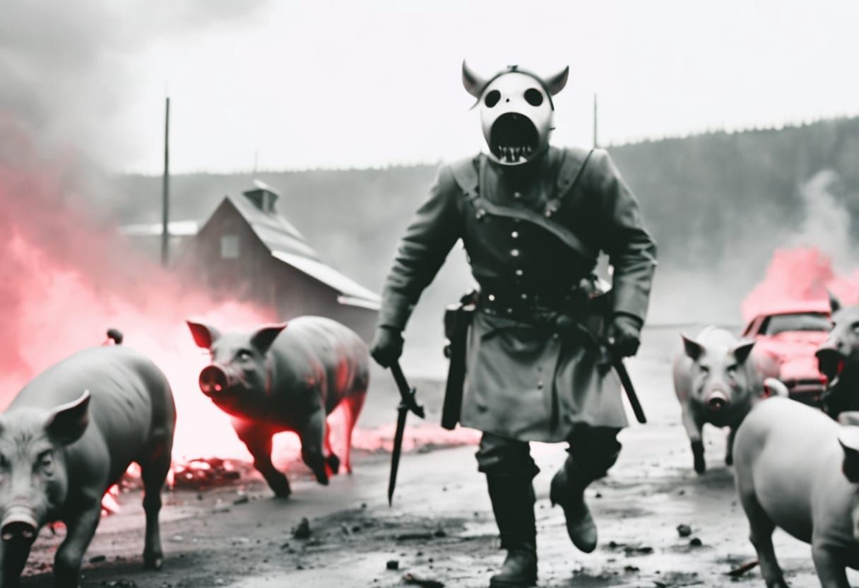 the ugly banana is irritated and wants to eat Henry - dark forest, fog