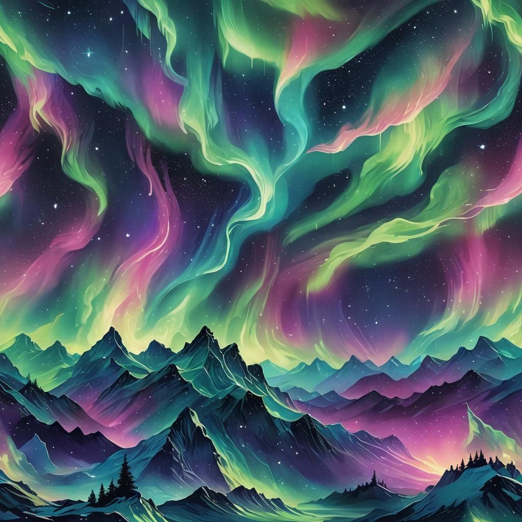 Northern Lights with stars