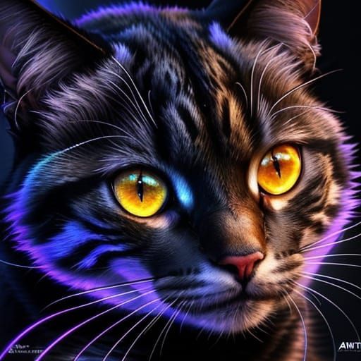 Glowing Cat Concept Art with Ethereal Whiskers