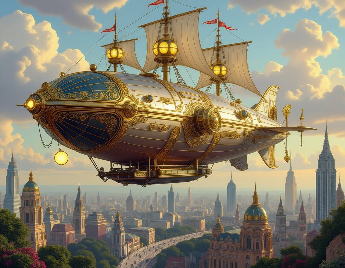 Steampunk airship   by @Kaydenpat