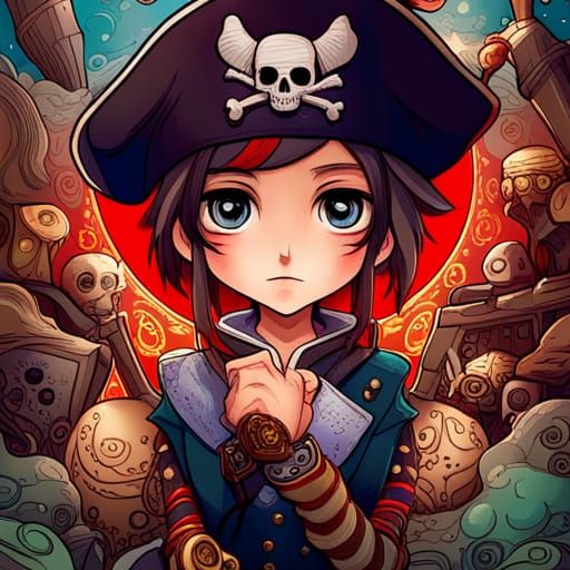 Gorgeous Chibi Pirate, hyperdetailed digital illustration by Clamp ...