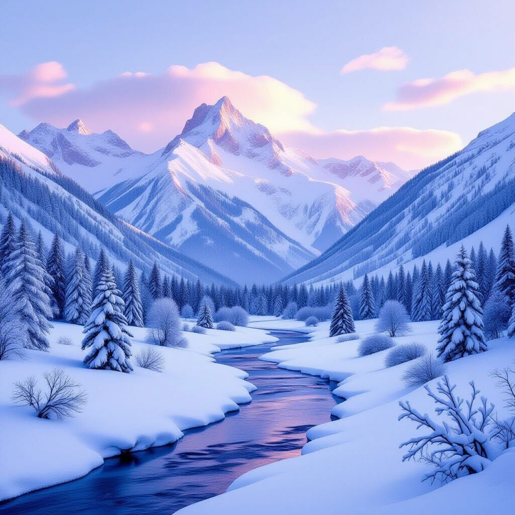 Breathtaking Winter Landscape at Dawn