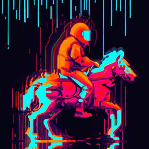 Cyber knight on horseback