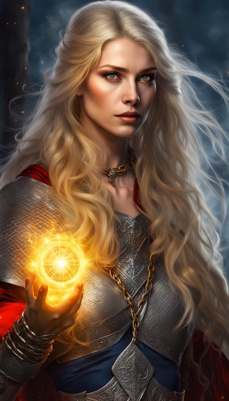 enchanting nordic sorceress, dark blonde lustrous luxurious ...
