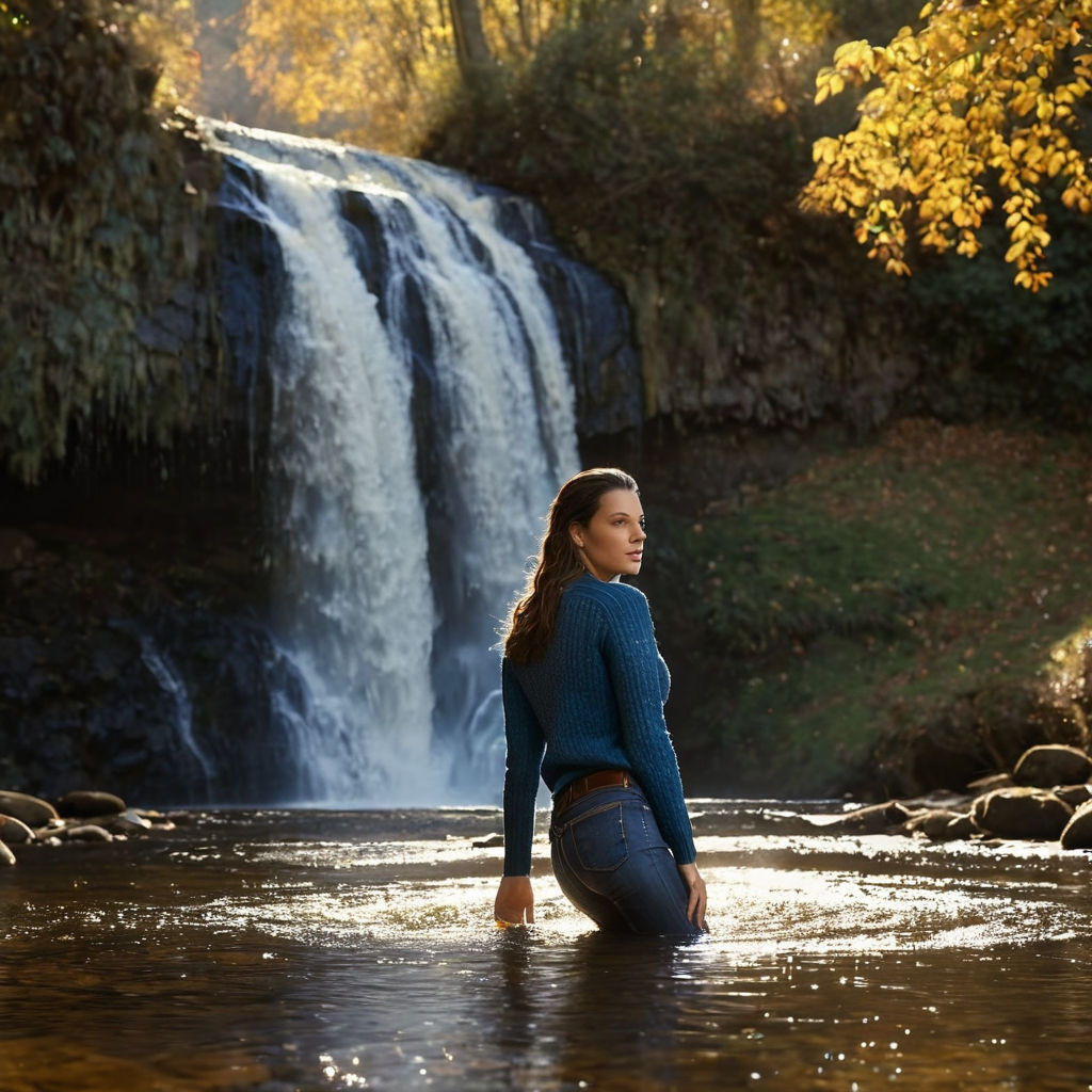 Wading into the falls (image story in the description)