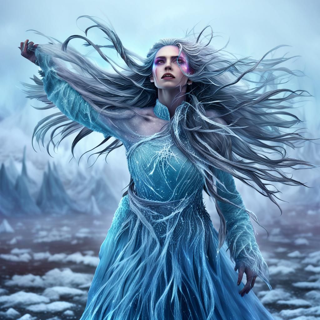 Apocalyptic Ice Storm Queen in Digital Painting