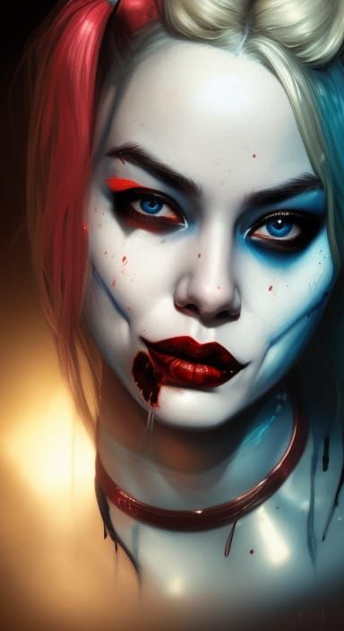 harley quinn hush bloody metallic portrait