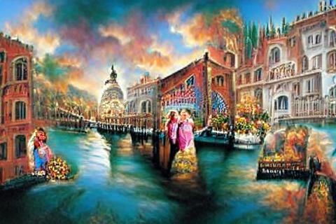 Venice Italy, detailed style painting