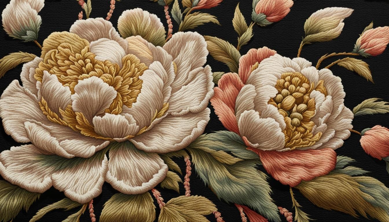 Corduroy Stitched Peonies