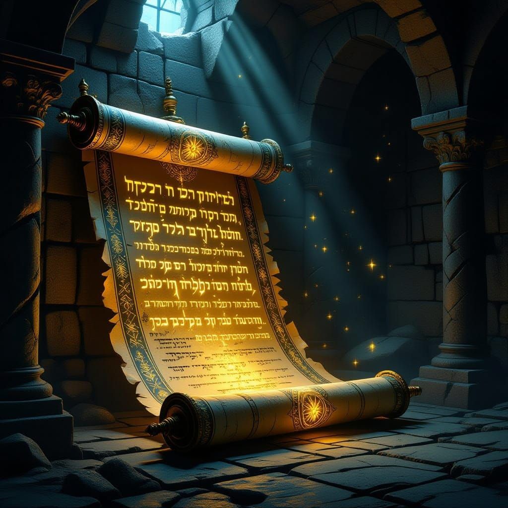 Ancient Hebrew Scroll Reveals Golden Text in Dark Chamber