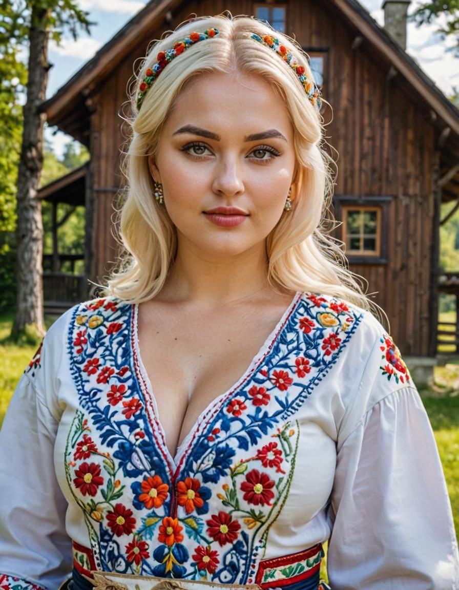 Estonian Beauty in Traditional Folk Costume