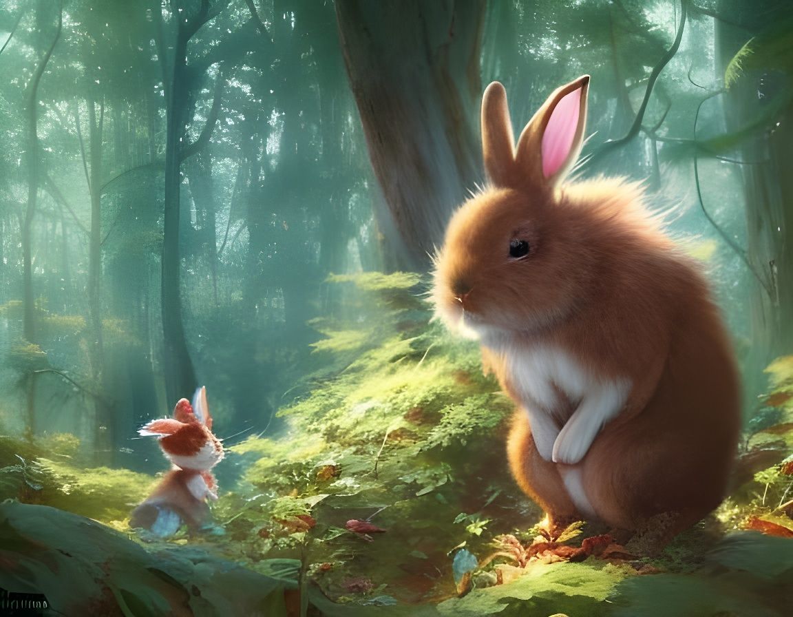 Mystical Bunny in the Forest - AI Generated Artwork - NightCafe Creator