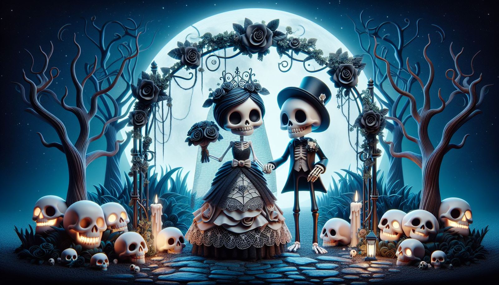 Creepy cute, skeletons, wedding 1