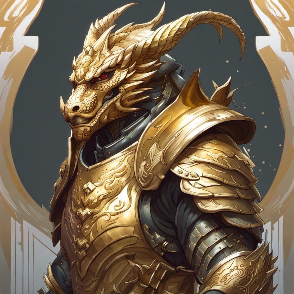 Gold Dragonborn - AI Generated Artwork - NightCafe Creator