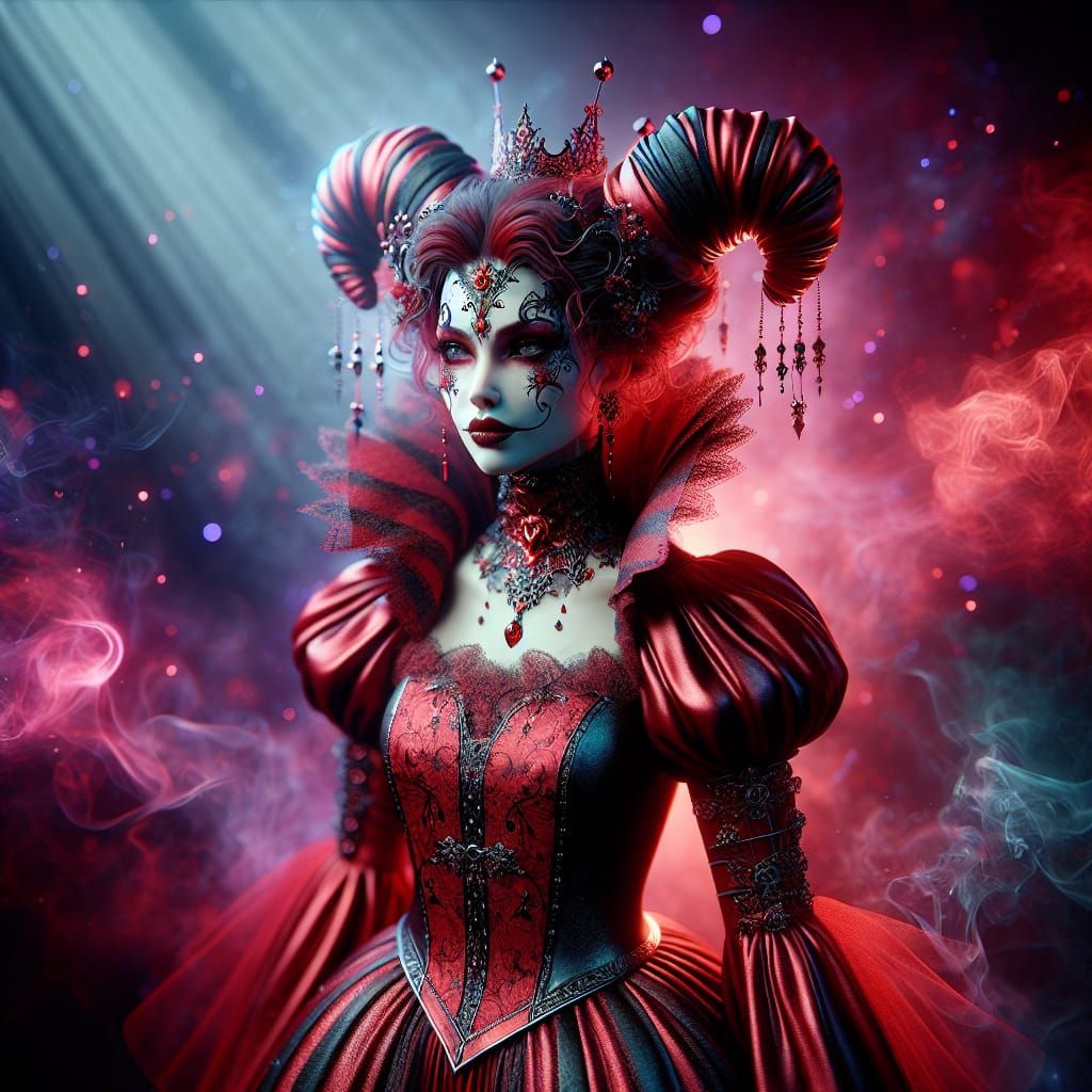 Red Jester Queen - AI Generated Artwork - NightCafe Creator