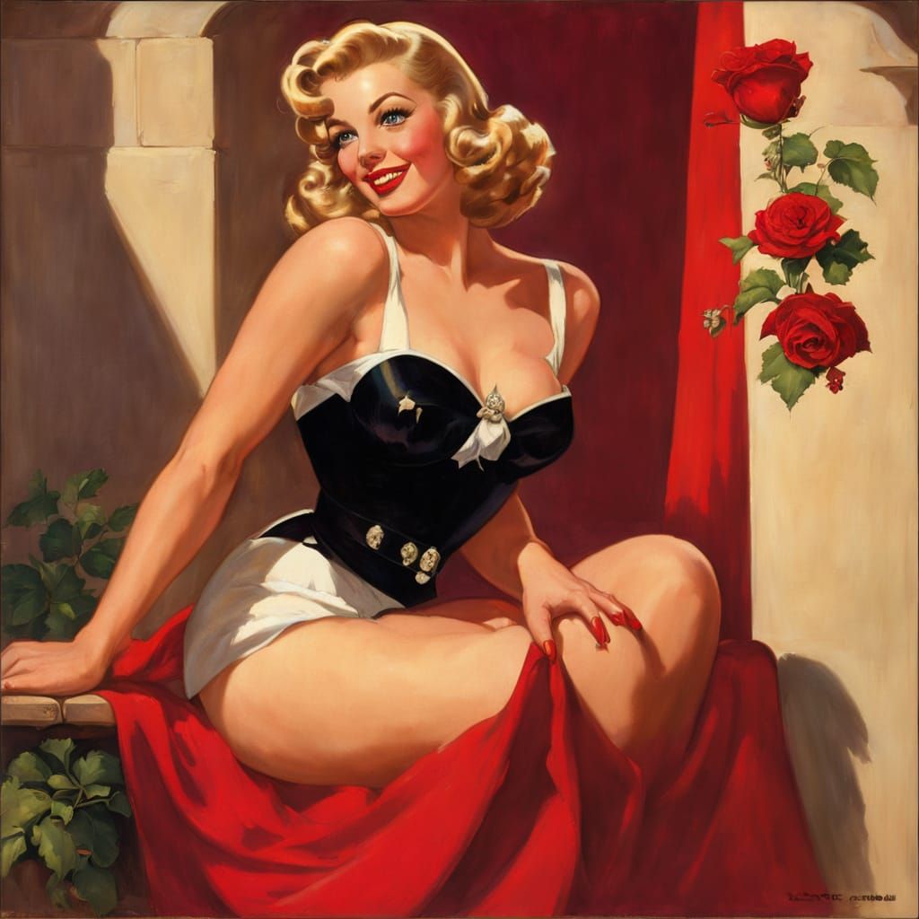 A Valentine Pin-Up in the style of Gil Elvgren