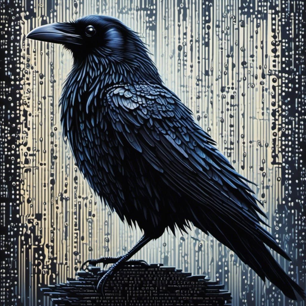 <lora:Binary Code:1.0> raven composed of binary code, goth, hyperreal, intricately detailed, cyberpunk 