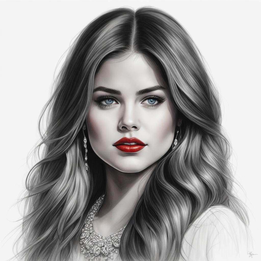 Pencil sketch of A beautiful Selena Gomez