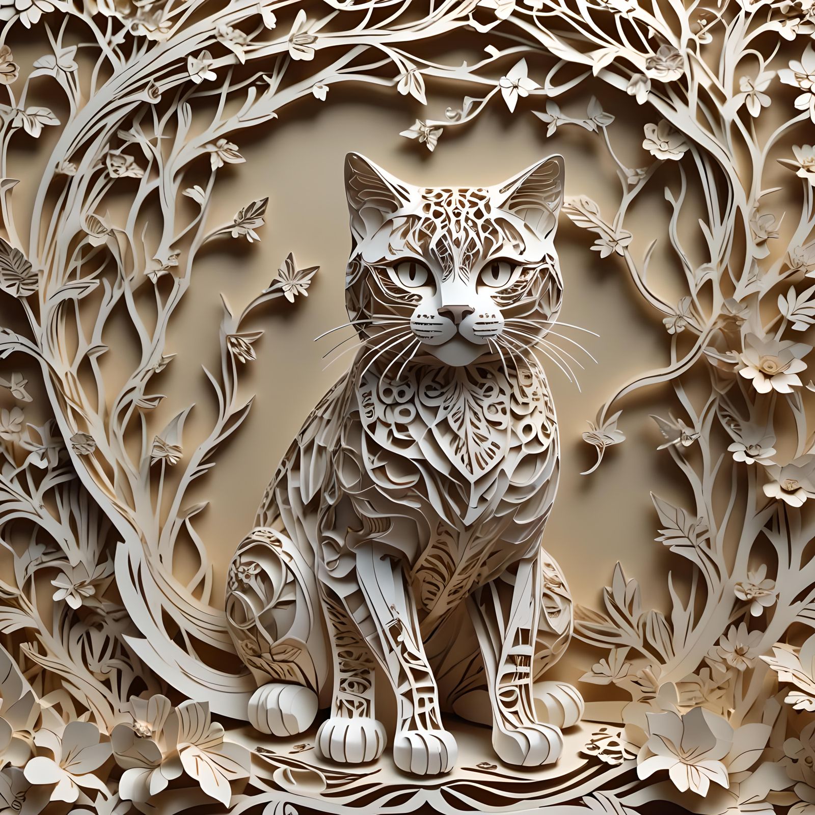 Kirigami Cat  by @gothos_the_vain