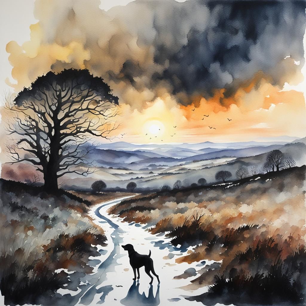 Misty English Moor Dog 1